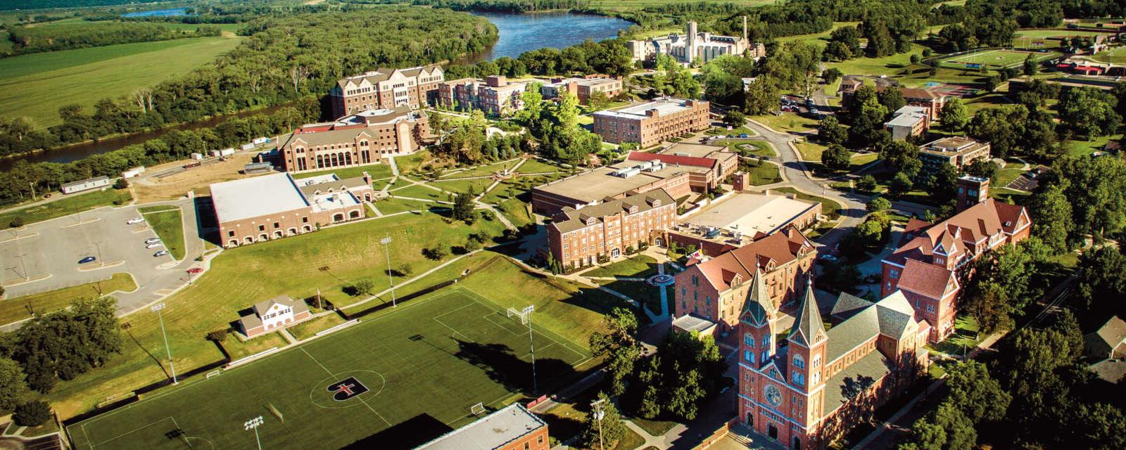 Aerial photo of the Benedictine College campus